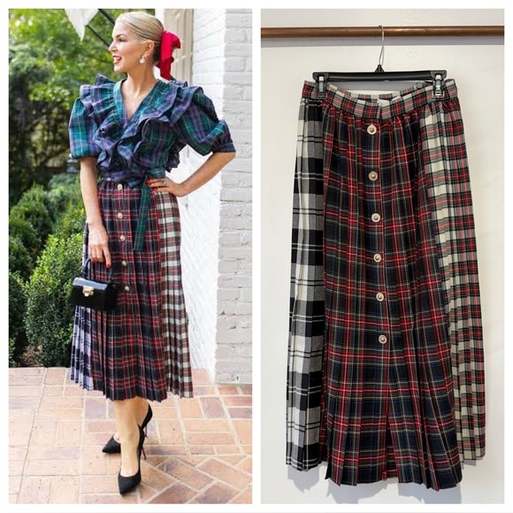 HUNTER BELL Dresses & Skirts - Hunter Bell Harlan Midi Skirt Mixed Plaid